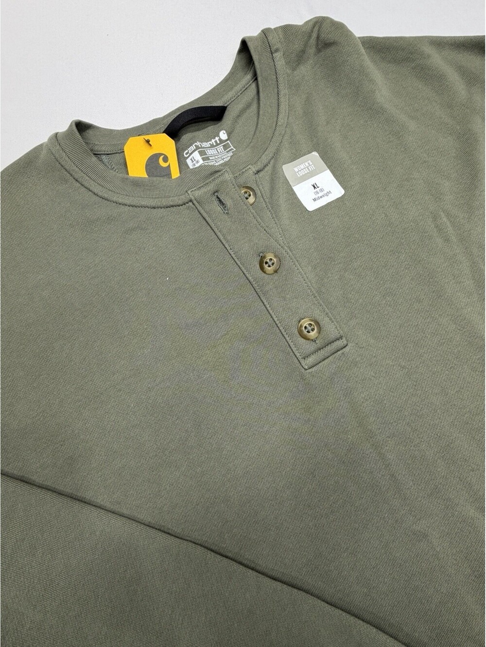 NWT. Carhartt Women's Sweatshirt Loose Fit Midweight French Terry Henley XL